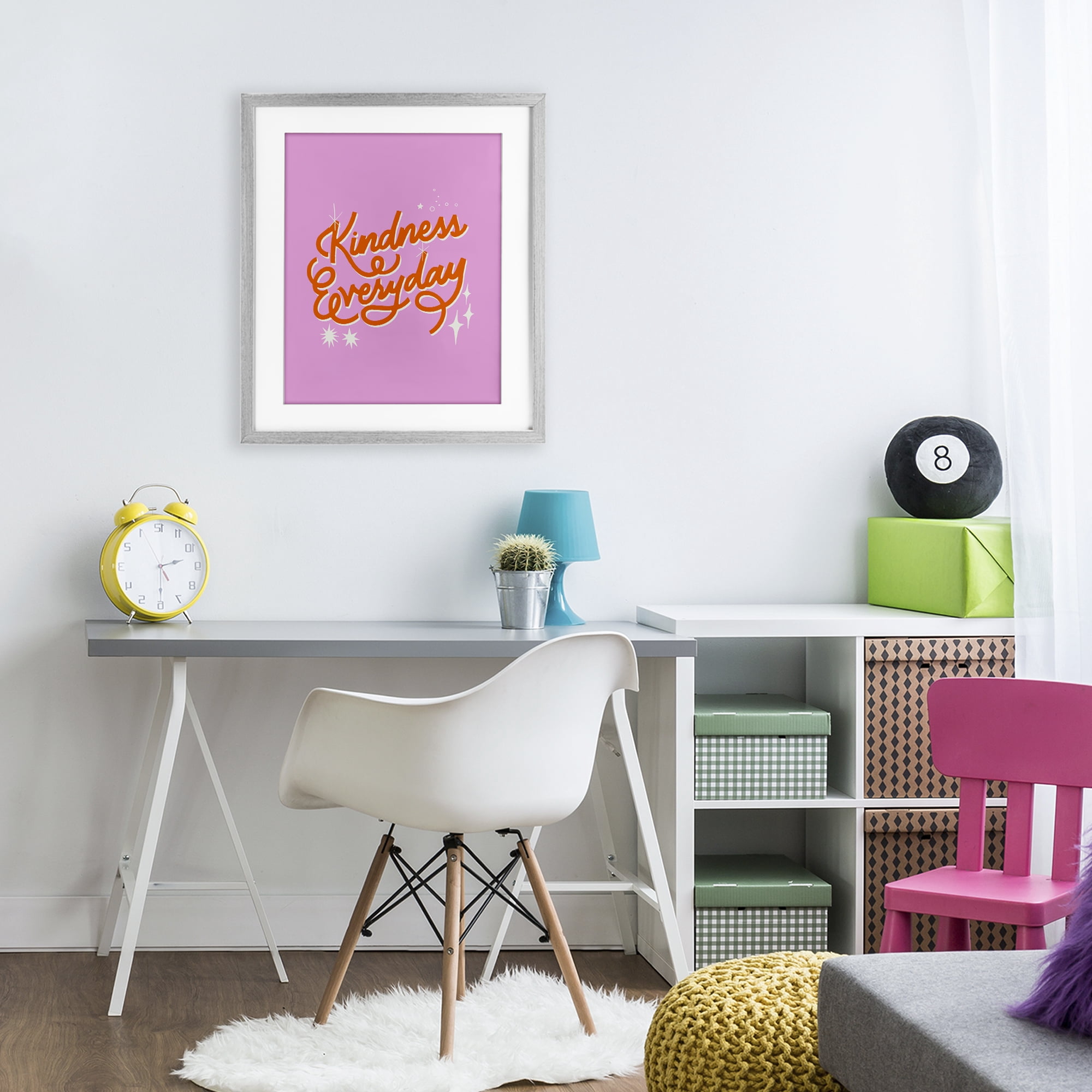 Stupell Industries Cursive Kindness Everyday Gray Framed Print Under Glass, design by Indira Prieto | IndySign