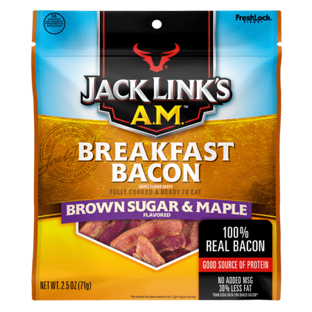 (2 Pack) Jack Links AM Breakfast Bacon, Brown Sugar & Maple, (Best Low Sugar Jerky)