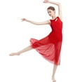 thumbnail image 6 of IBTOM CASTLE Women Lyrical Dance Dress Modern Contemporary Dancewear Backless Tulle Skirt M Red, 6 of 8