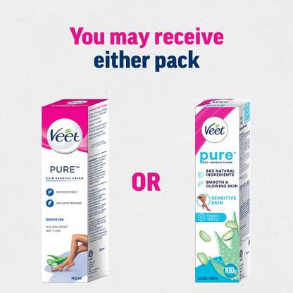 Veet Pure Hair Removal Cream for Women with No Ammonia Smell, Sensitive Skin - 100 g