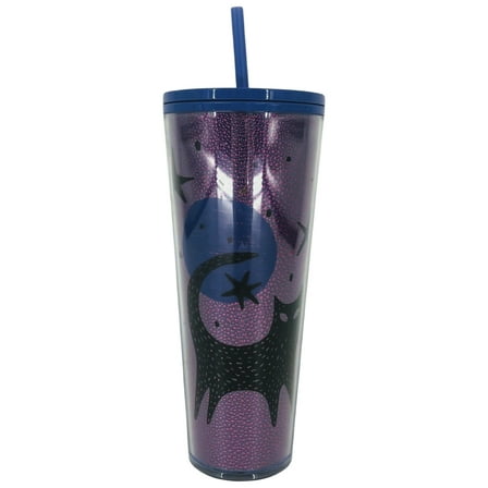 Starbucks Halloween 2020 Black Cat Moon & Stars Acrylic Tumbler Venti 24 oz