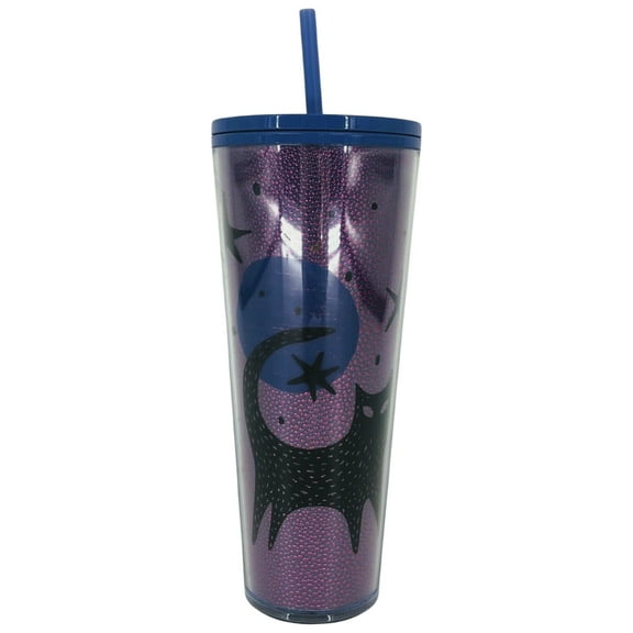 Starbucks Halloween 2020 Black Cat Moon & Stars Acrylic Tumbler Venti 24 oz