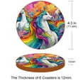 thumbnail image 3 of Unicorn Set of 6 Round Microfiber Leather Coasters, 11x11 cm Drink Coasters for Home and Kitchen, Stylish Absorbent Coasters for Decor, 3 of 6