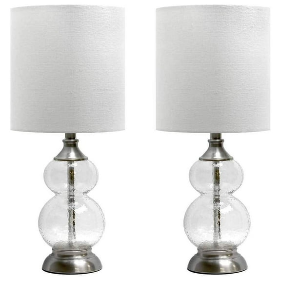 Grandview Gallery 20.75 Inch Modern Table Lamps, Wrinkle Glass (Set of 2)