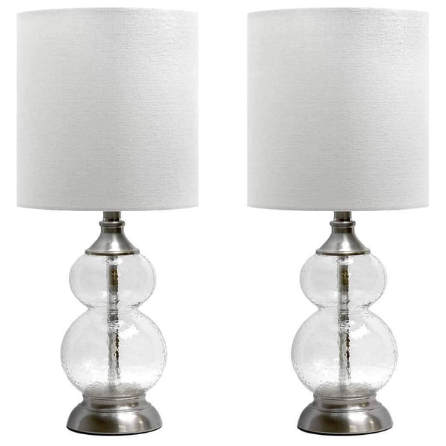 20,75" Nickel Brossé Clair Ride Lampe de Table W / Abat-Jour