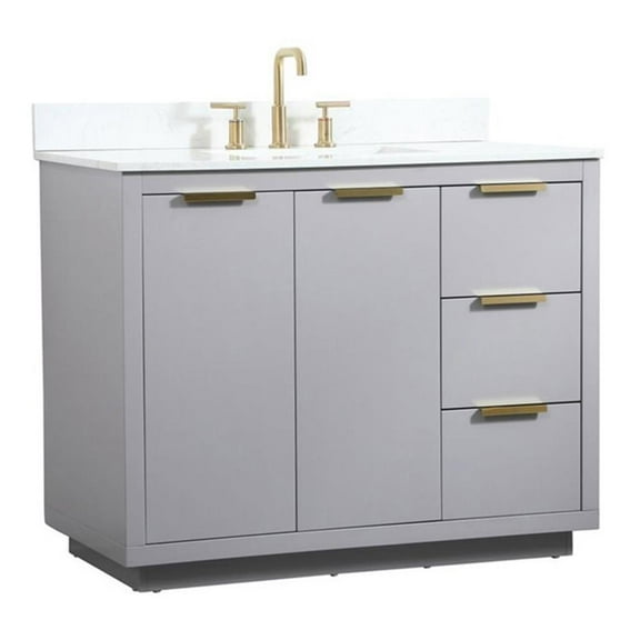 42 inch single bathroom vanity in grey with backsplash