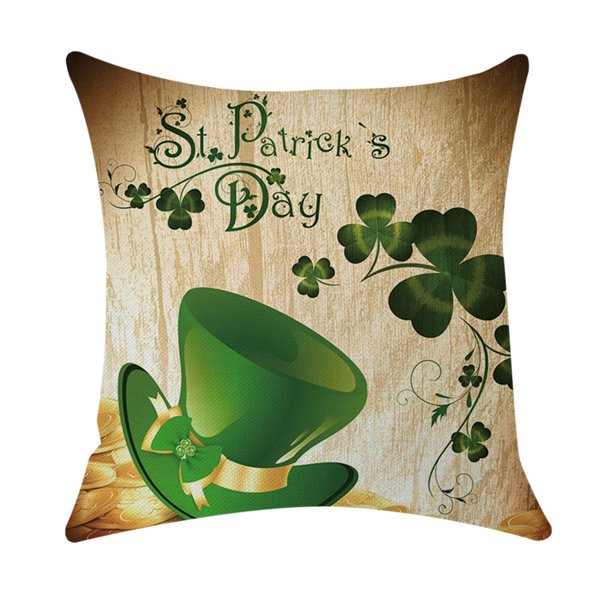 Teissuly St. Patrick's Day Cotton Linen Cushion Cover Throw Case Sofa Home Decor (Excluding Pillow Core) 45×45cm Teissuly WER202401275714