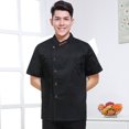 thumbnail image 1 of Ropa de trabajo de chef de estilo chino de moda para hombre, ropa de chef de cocina de restaurante transpirable fina de verano de manga corta, 1 of 2
