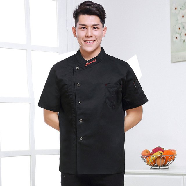 Ropa de trabajo de chef de estilo chino de moda para hombre, ropa de chef de cocina de restaurante transpirable fina de verano de manga corta