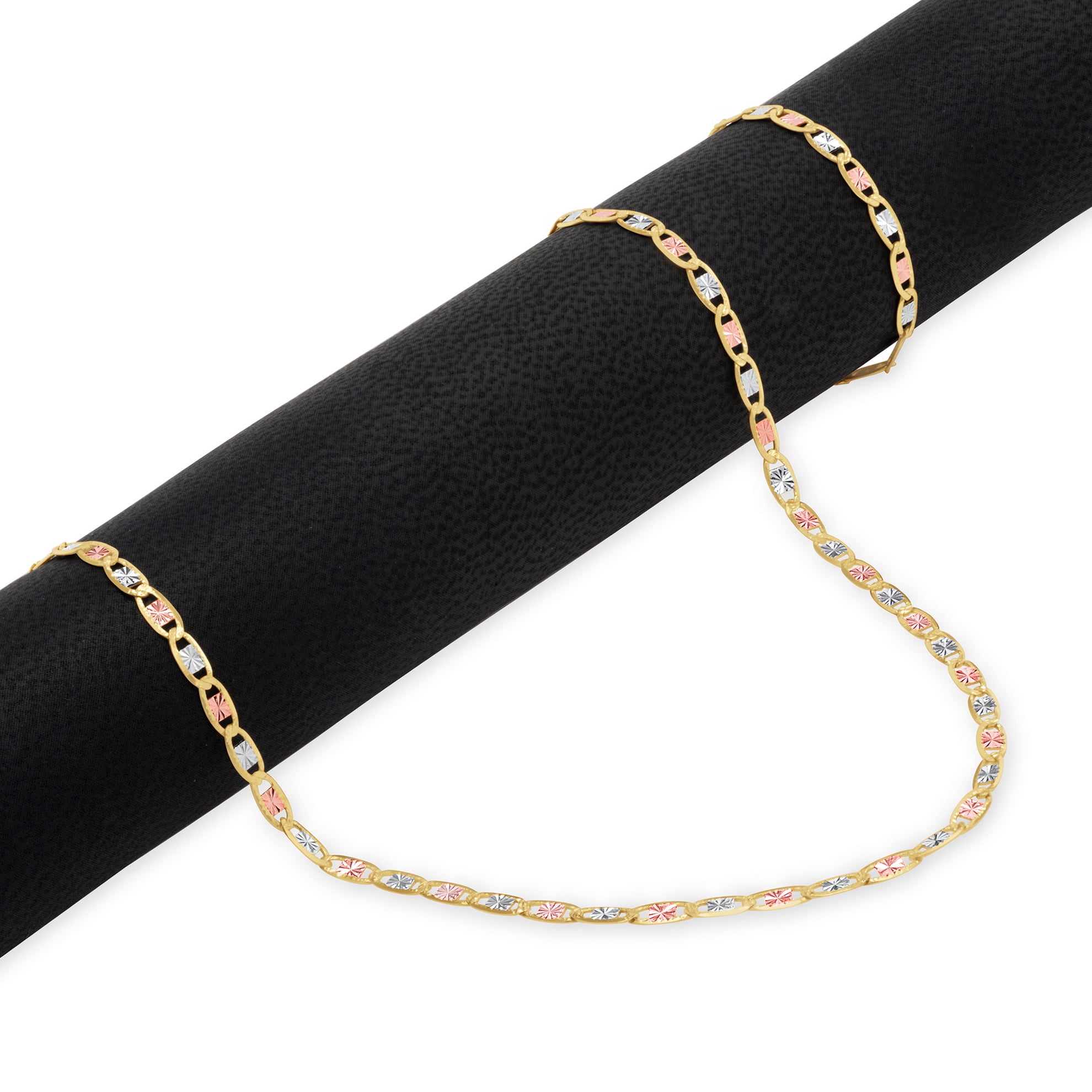 Nuragold 14k Real Yellow Rose White Gold Solid Valentina 2.5mm Anchor Link Chain Bracelet or Anklet (7"-9") Dainty Italian Jewelry for Women