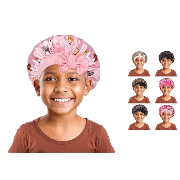 VOUZZA Kids Girls Bonnets Silk Bonnet Child Satin Bonnet Sleeping Baby Toddler Tie Bonnet Sleep Cap Night Hair Elastic Cap