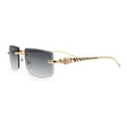 thumbnail image 6 of Luxury Rimless Metal Jaguar Arm Narrow Rectangle Rapper Sunglasses Gold - Smoke, 6 of 8