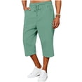 thumbnail image 2 of Hurxie Men's Cotton Linen Capri Pants Baggy Harem Drawstring Yoga Beach Pants with Pockets Mint Green,2XL, 2 of 6