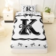 thumbnail image 3 of Erosebridal Initial K Girls Twin Sheet Sets, Black Bow Love Heart Bedding, 3pcs, 3 of 5