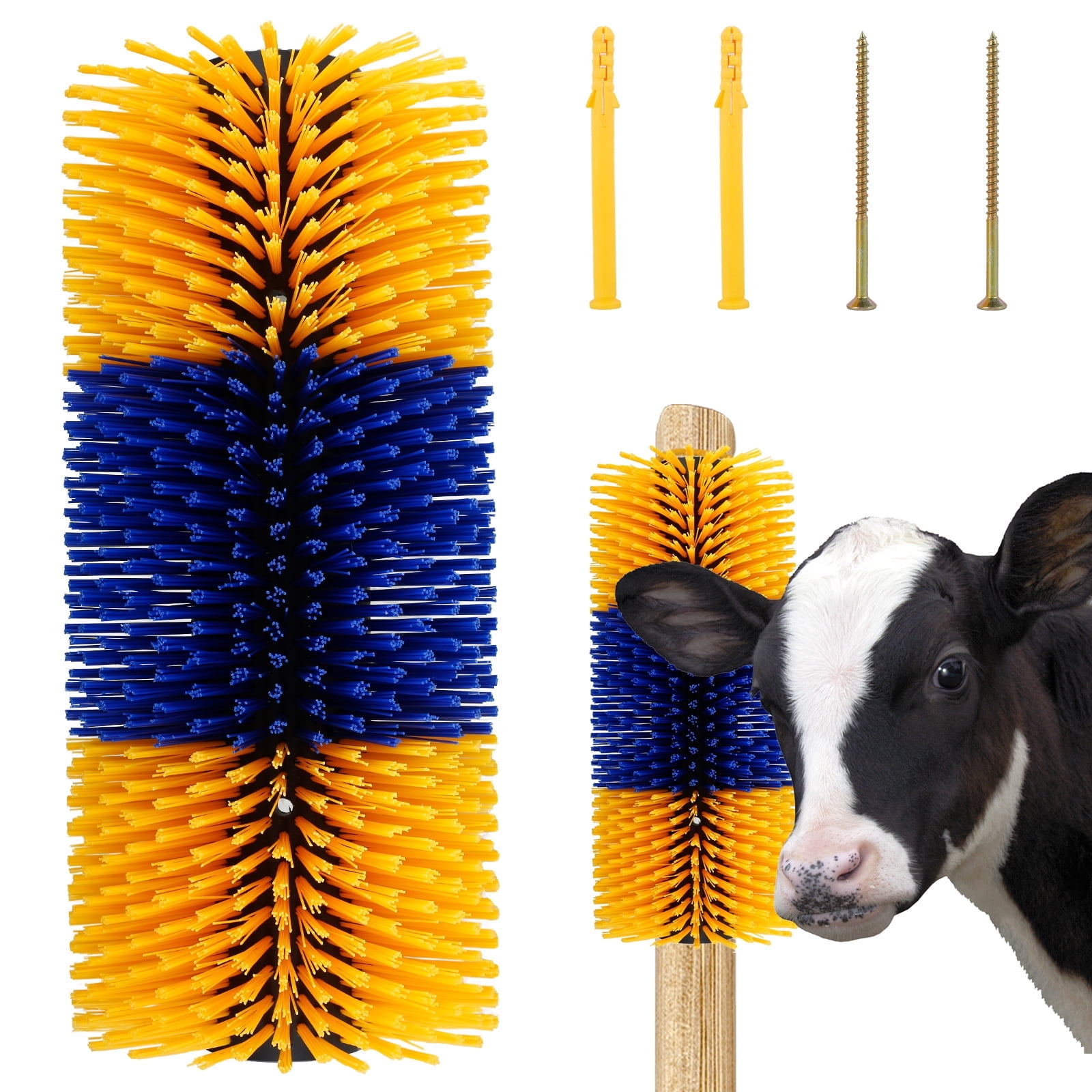 Livestock Scratching Brush 17.7 x 7.9 Inches Cow Scratcher Brush Nylon Livestock Scratch Brush with 2 Screws Multipurpose Horse Cattle Scratch Massage Brush for Horses Cows Goats Pigs