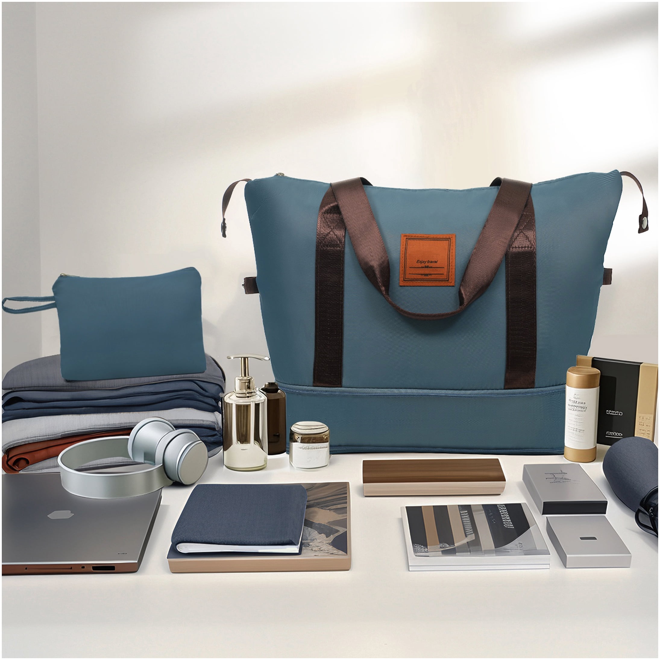 3 Piece Ink Blue ABS Hardshell Luggage Set with Spinner Wheels, TSA Lock, and Weekender Bag