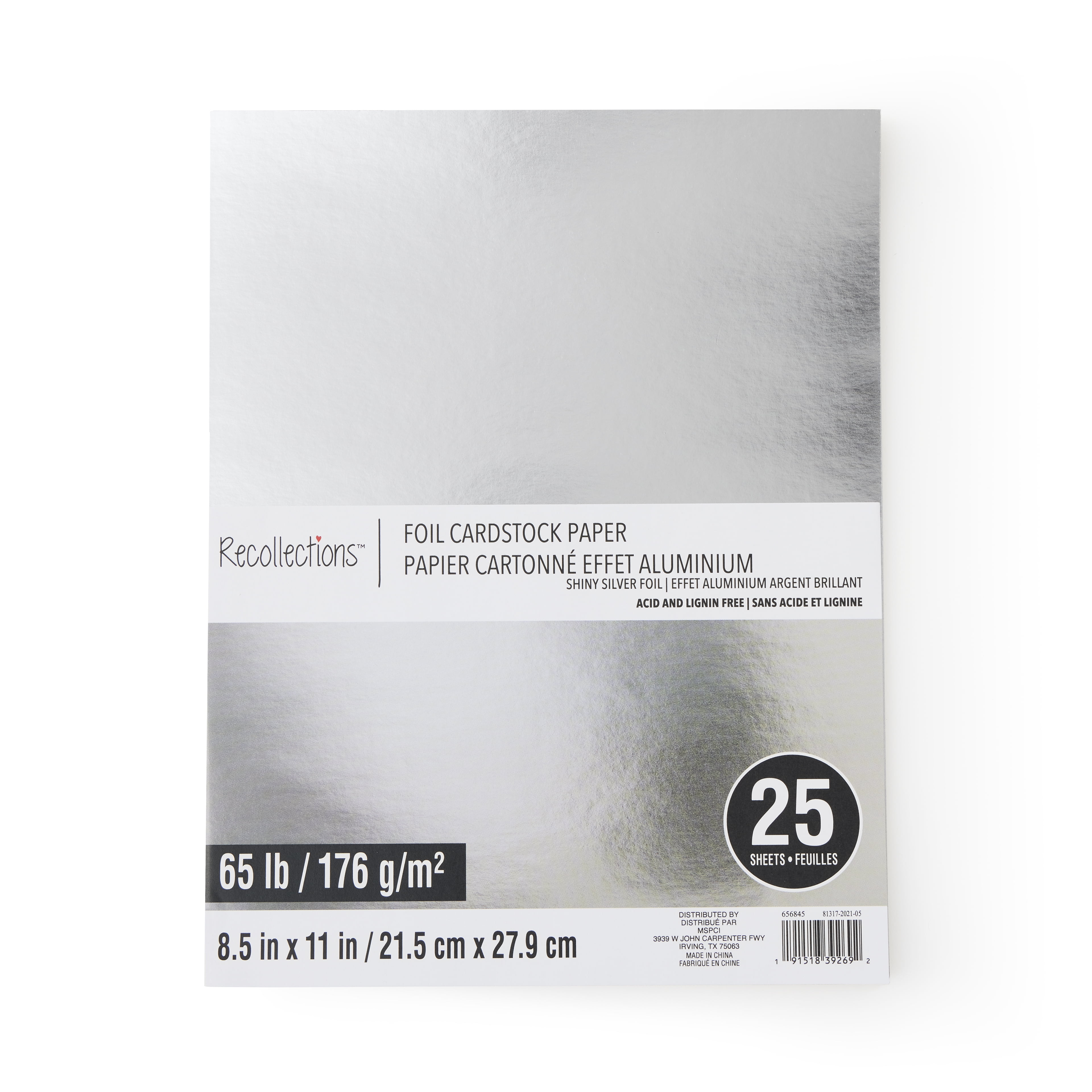 Recollections 300 Sheets Shiny Silver Foil 8.5" x 11" ‎Cardstock Paper - Acid and Lignin Free Paper for Scrapbooks, Arts & Crafts - Bulk Pack