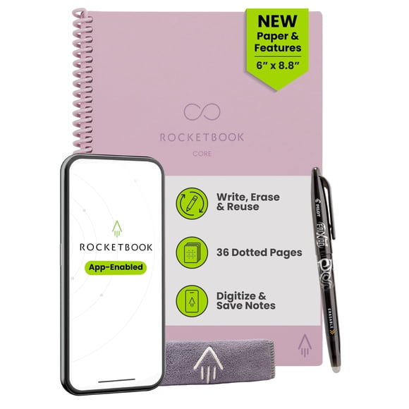 Cuaderno espiral reutilizable Rocketbook New Core ejecutivo rosa
