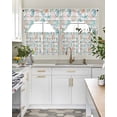 thumbnail image 4 of Teal Red Seahorse Coastal Swag Kitchen Curtains Sets for Windows 24 Inch Length, Vintage Nautical Beach Coral Starfish Short Window Curtain Swags Valances and Tiers 3 Piece Set for Cafe/Dining Room, 4 of 5