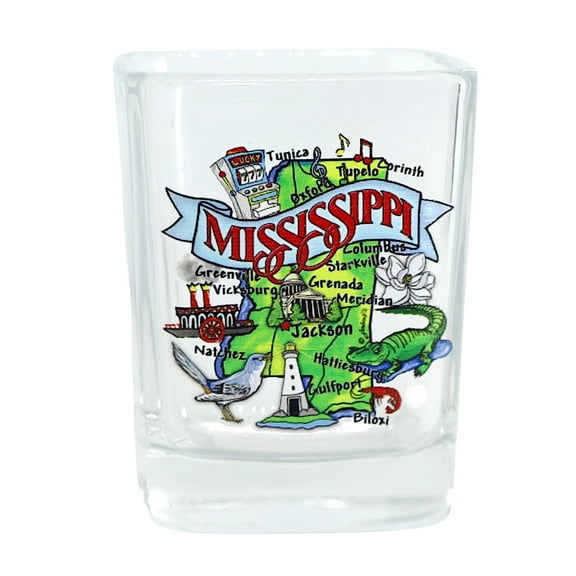 Mississippi ST Map Classic Design Square Shot Glass