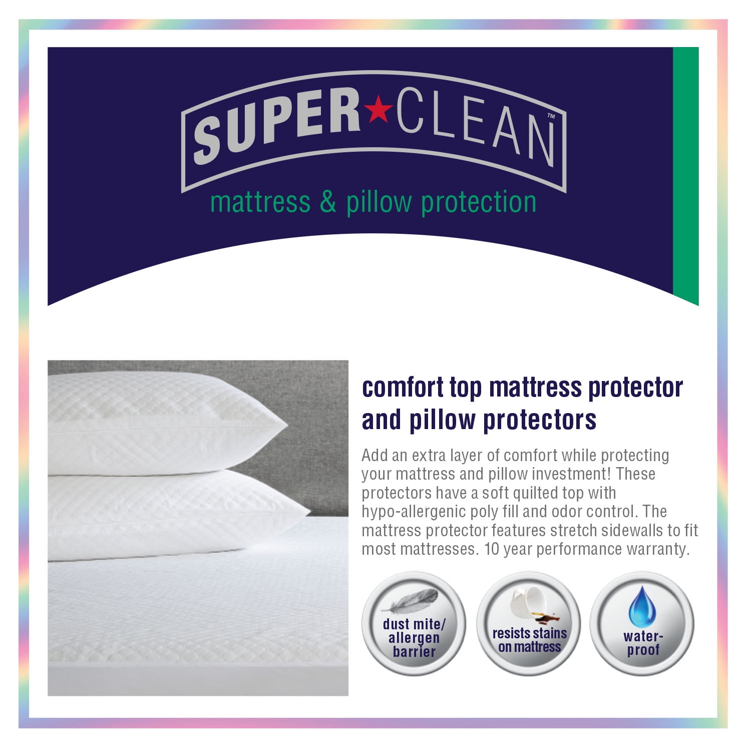 Super Clean Comfort Top Zippered Mattress Protector, Twin-XL