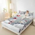 thumbnail image 4 of jejeloiu Cute Cartoon Snowman Twin Sheet Sets,Happy New Year Twin Fitted Sheet,Merry Xmas Flat Sheet For Kids,Microfiber Bedroom Decor,3pcs, 4 of 7