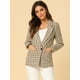 thumbnail image 3 of Blazers para mujer Chaqueta tipo blazer a cuadros con solapa con muesca Boyfriend Caqui XS, 3 of 6