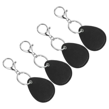 Unique Bargains Porte-Clés en Cuir, Lot de 4 Porte-Clés en Cuir PU pour Cartes d'Identité, Noir