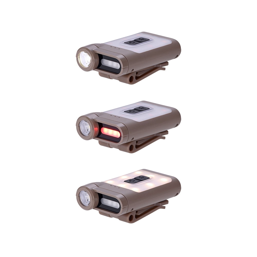 Claymore Capon 65A+ (Tan) - LED Rechargeable Clip-On Cap Headlamp, Lightweight Hat Light for Camping, Running, Hiking, Emergency & Industrial Use, Waterproof, USB-C, Up to 19 Hours of Battery Life.