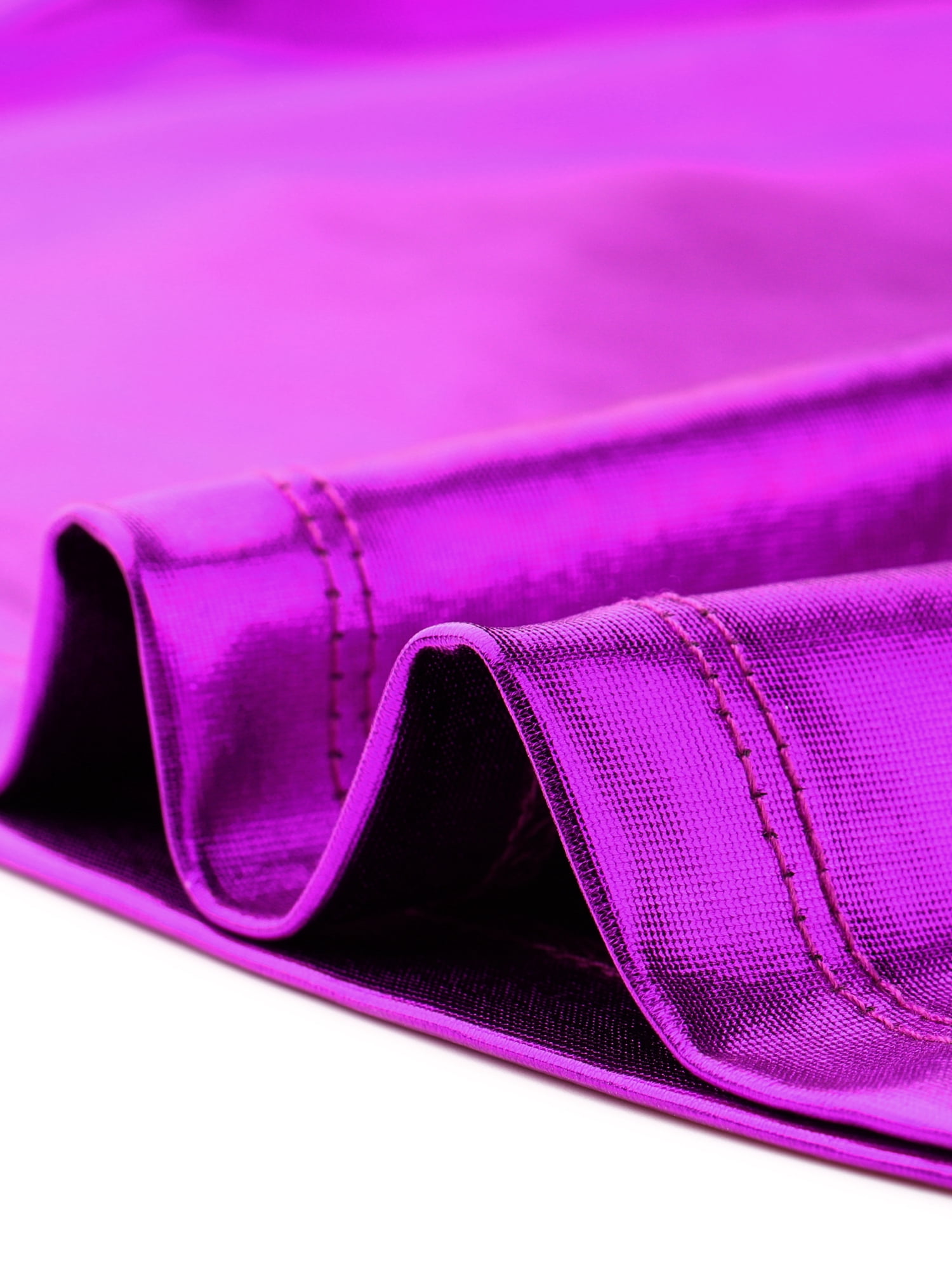 DARING DIVA Party Metallic Textured Short Sleeve Shiny Tops M Purple