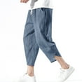 thumbnail image 2 of Kureaily Summer New Ice Silk Casual Pants Mens Fashion Cotton And Linen Harem Pants Retro Trend Mens Cropped Pants., 2 of 3