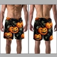 thumbnail image 3 of luoweisi Men's Beach Shorts Quick Dry Swim Trunks with Mesh Lining Halloween Pumpkin XL, 3 of 5