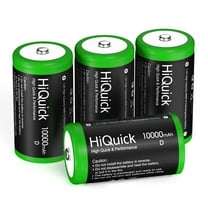 HiQuick 4 Pack D Rechargeable Batteries 10000mAh 1.2V NiMH D Size Batteries with Store Boxes