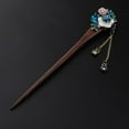 thumbnail image 6 of Women Wooden Hair Stick, Flower Pin, Rhinestone Hair Clip hair Chopsticks, with Blue, 6 of 8