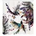 thumbnail image 3 of Ambesonne Nature Shower Curtain, Lily Birds Watercolor, 69"Wx70"L, Orange and Blue, 3 of 3