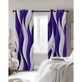 thumbnail image 2 of Purple White Moire Black Out Curtains 84 Inch Long for Living Room, Modern Abstract Art Elegant Blackout Curtain Shade Thermal Insulated Window Curtains Grommet Drapes 42"x84" 2 Panels, 2 of 8