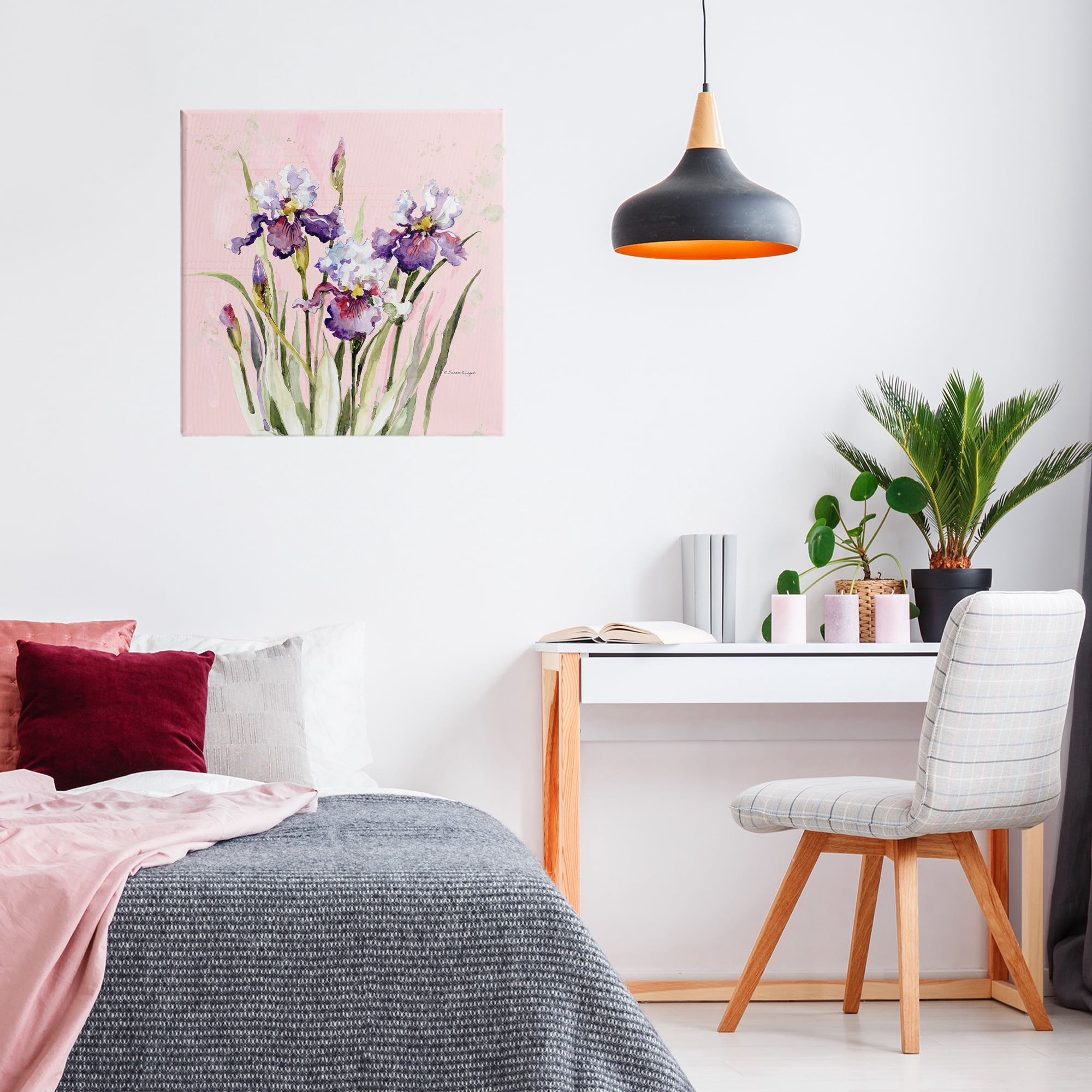 Stupell Industries Purple Irises on Pink Canvas Wall Art, design by Susan Winget