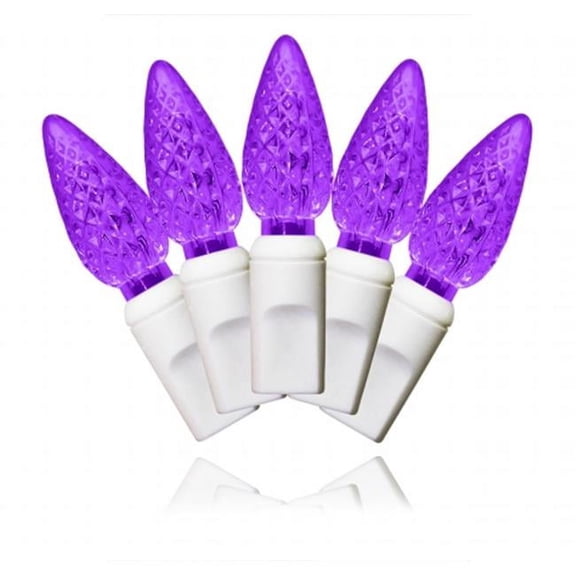 Winterland S-70C6PU-4W Purple LED Light Set With Inline Rectifer On White Wire
