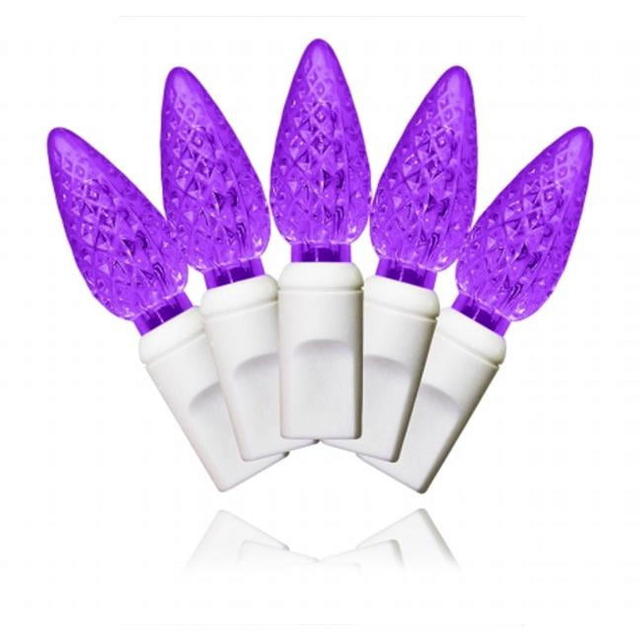 Queens of Christmas S-70C6PU-4W 70 Count Purple Decorative LED Light Set with Line Rectifier on White Wire