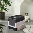 thumbnail image 3 of Cat Litter Box, Enclosed Removable Litter Boxs for Big Cats, Front Entry Top Exit Kitty Box Odor Control (Black), 3 of 12