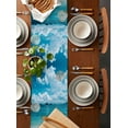 thumbnail image 2 of Coastal Beach Table Runner Cotton Linen 90 Inch Holiday Dresser Scarves, Blue Ocean Summer Sand Mountain Shore Tablerunner for Kitchen Coffee Dining Bedroom Living Room Dinner Scarf Décor 13''x90'', 2 of 9