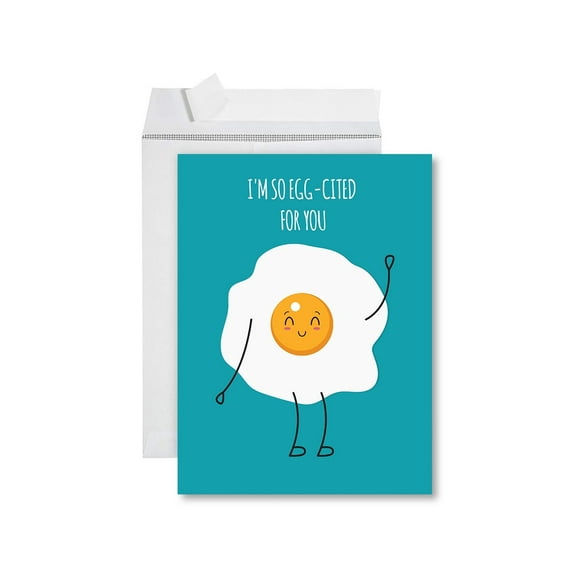 Koyal Wholesale Funny Congratulations Jumbo Card With Envelope, Egg-Cited For You, New Job Pregnancy, 1-Pack