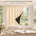 thumbnail image 6 of No-Drill Adhesive Blackout Curtains, Lace Double Layer Thermal Insulated Light-Filtering Drapes, Room Darkening Reusable for Bedroom Bay Window Living Room, Khaki, 6 of 7