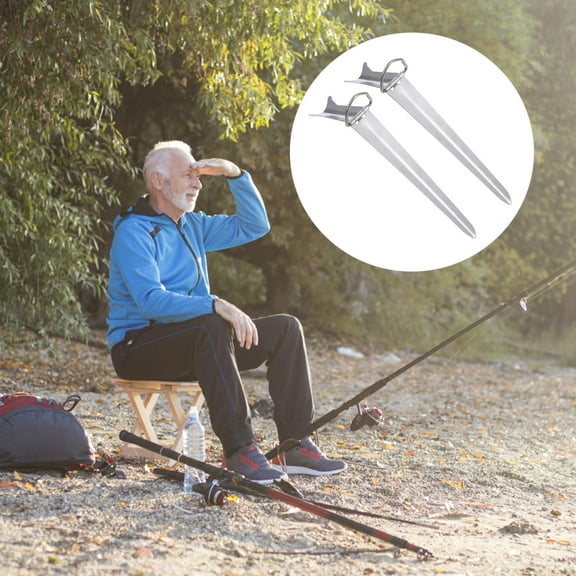 MLINS 2Pcs Fish Pole Folding Holder Stainless Steel Ground Support Stand for Fishing