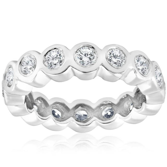 Bague de Mariage Empilable Éternité en Diamants Sertis 2 Ct en Or Blanc 14 K