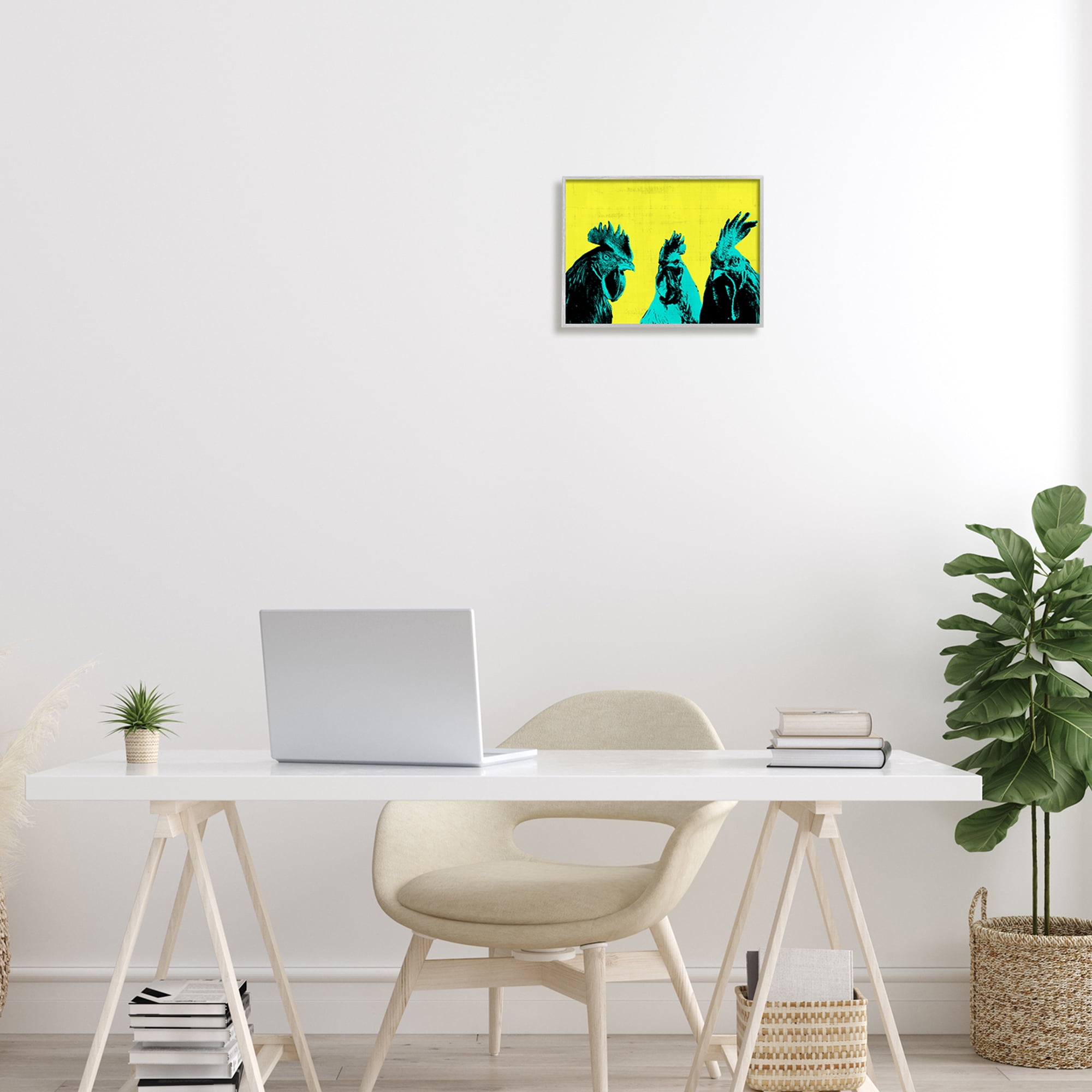 Stupell Industries Bold Pop Farm Roosters Yellow Blue Abstract Birds, 14 x 11, Design by Annie Warren&nbsp;