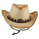 thumbnail image 3 of Sombrero de vaquero occidental, sombrero para el sol con cuerda resistente al viento, sombrero de playa, paja de papel con cuentas Beige, 3 of 7