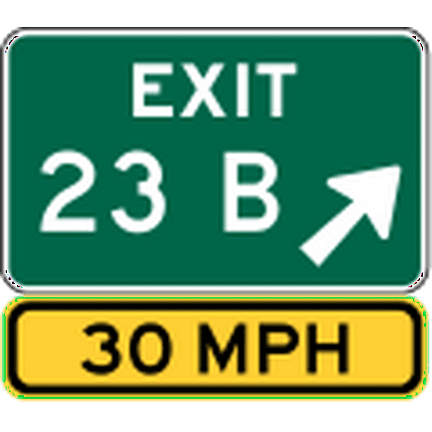 Traffic Signs Exit number sign with speed advisory 12 x 18 Plastic