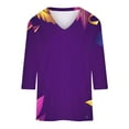 thumbnail image 4 of YUGYXL Women's Summer Mardi Gras 3/4 Sleeve Tshirts Fashion Plus Size Fancy Mask Printed Soft Loose Clothes Ladies V Neck Tunic Tees Carnival Theme Party Funny Tops, 4 of 4
