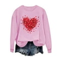 thumbnail image 5 of asdoklhq Womens Casual Love Heart Shirts Women's Fashion Long Sleeve Printed Sweatershirt Loosen Blouse Pink XL, 5 of 8